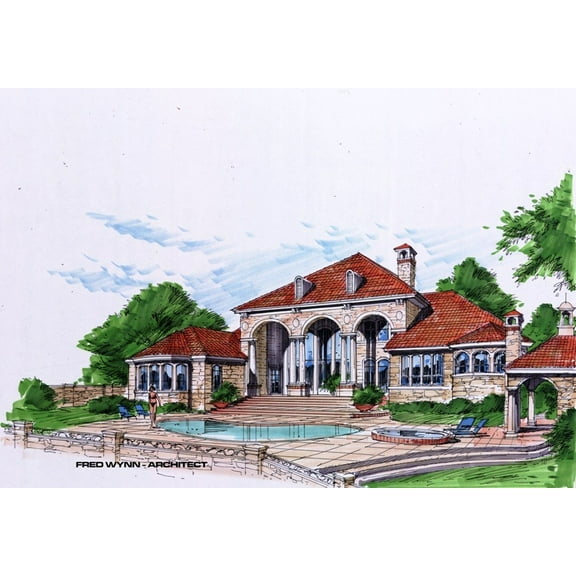 015-1010: Luxury Italianate 4 Bed, 6 Bath Luxury Home Plan, 6903 Sq Ft: Full Blueprints with License to Build by Home Plan Marketplace - Lesuto