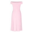 thumbnail image 4 of Efsteb Cocktail Dresses for Women Off Shoulder Pleated A Line Swing Midi Dress Elegant Formal Wedding Guest Evening Party Gown （Pink，M）, 4 of 4
