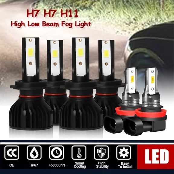 BSBSDJB White LED Headlight Bulbs For Porsche Cayenne 2004-2014 High Low Beam H7 H7 H11 Fog Light