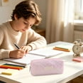 thumbnail image 5 of PYURTEP Pencil Case Glittery Rhombus Pattern Pencil Pouch Large Capacity Pencil Bag Portable Zipper Pouch for Stationery, School, Office, 5 of 7