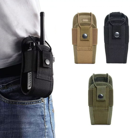 Radio Holder Walkie Talkie Pouch Outdoor Adjustable Nylon Pack Talkabout Pocket for Belts Up to 4 Inches Wide Khaki