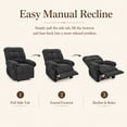 thumbnail image 5 of Miniyam Overstuffed Recliner Chair with Plush Armrests, Adjustable Ergonomic Recliner, 105° to 165° Reclining, Gray, 5 of 7