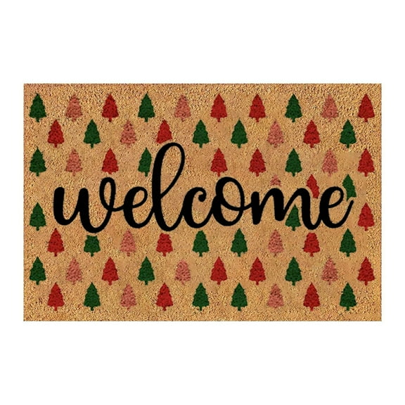 Jinswick Christmas Welcome Doormat, Front Door Outdoor Doormat for Entryway Porch, Non-Slip Rubber Rug, Winter Christmas Farmhouse Decor 16" x 24"