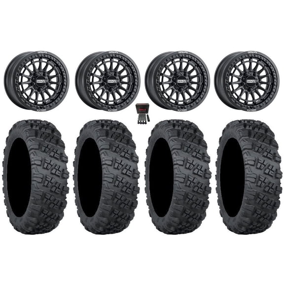 MetalFX Delta R Bdlk 15" Wheels Bk 32" Versa Cross V3 Tires Polaris RZR Turbo R & Pro R Ranger 1500 Xpedition