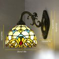 thumbnail image 2 of HiKaRiGuMi Beige Tiffany Style Stained Glass Wall Sconce Bedside Light Dome Wall Lamp Decor E27, 2 of 11