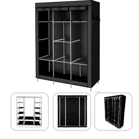 Inch Large Capacity Portable Closet Wardrobe with Non-Woven Fabric Cover, Clothes Storage Organizer for Hanging Clothes