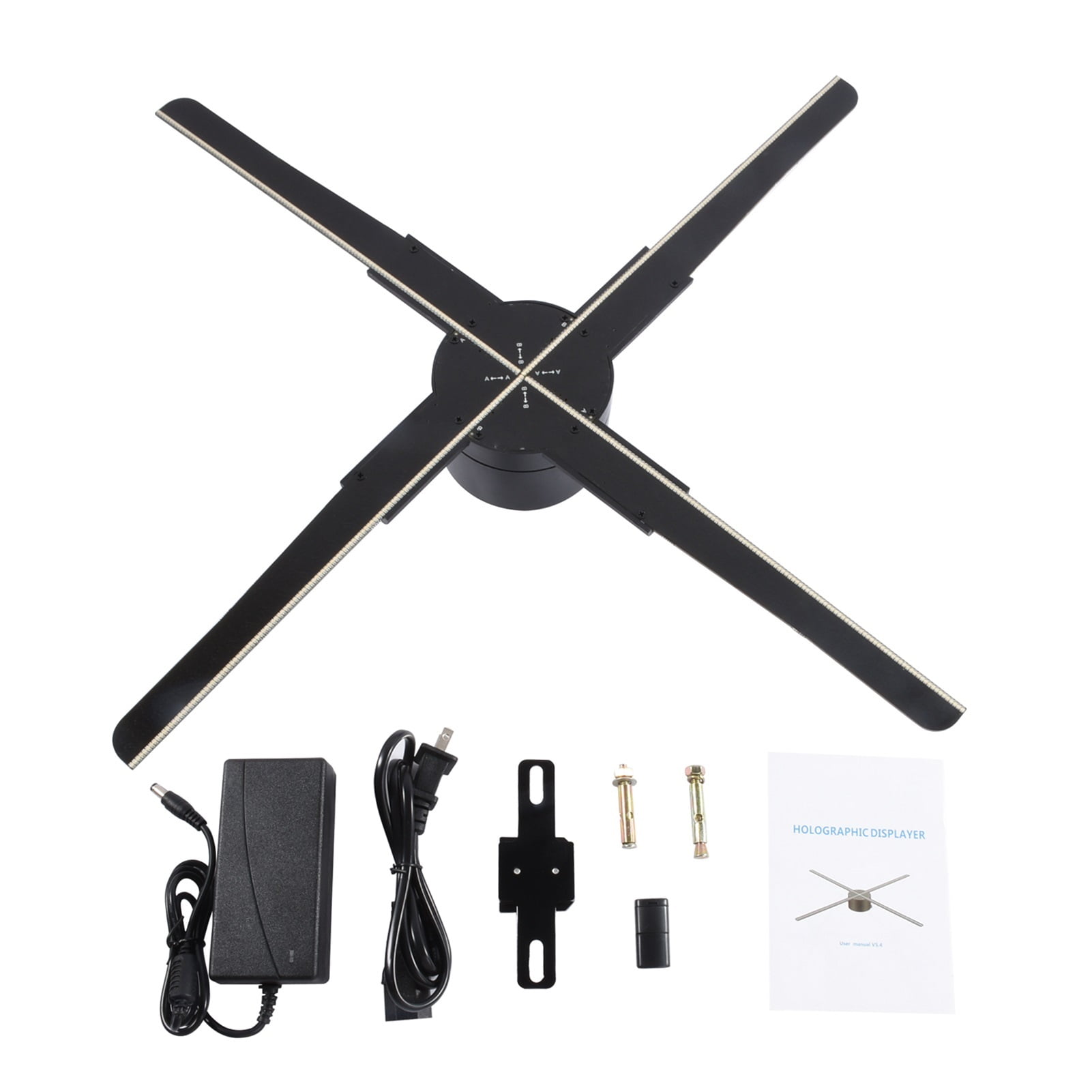 3D Hologram, The New 3D WiFi Holographic Projector Built-in 8G Storage 45cm 4 Blade Rotating High-definition LED Advertising Projection Ideal Advertising Tool