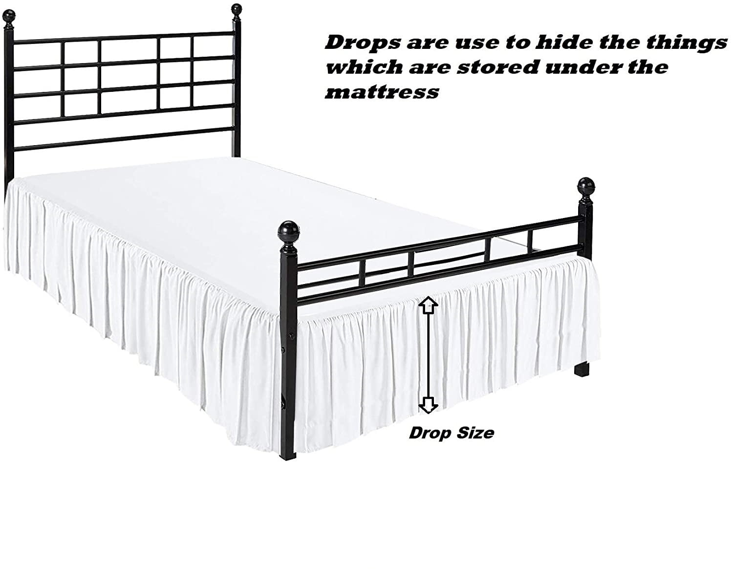 Split Corner Ruffle Bed Skirts 18" Drop, Fully Elastic Dust Ruffle, 100% Microfiber, Split Corner Bed Skirt Fade Resistant, Machine Washable Luxurious Fabric, Twin Size - Black Solid.