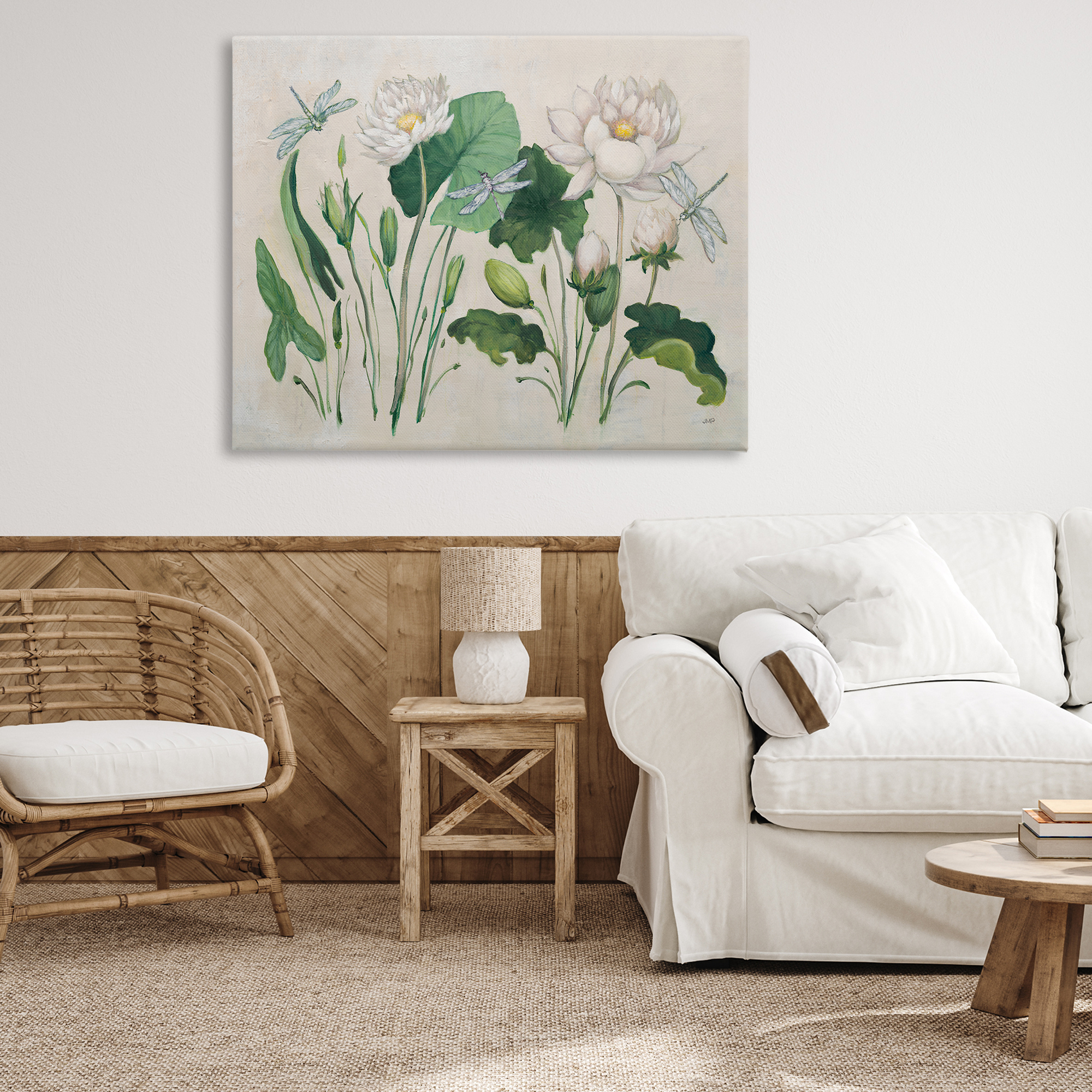 Stupell Industries Tranquil Lilies Vintage Plants & Flowers Painting Wrapped Canvas Art Print Wall Art, 48 x 36