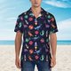 thumbnail image 2 of Balery Space Dinosaur Camisas hawaianas de manga corta para hombre, camisas playeras de corte holgado, camisas de vacaciones con botones,Small, 2 of 7