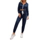 thumbnail image 1 of Hoodie Sweatsuit Long Sleeve Short Style Zipper Hooded 2 Piece Casual Outfits for Women Purplish Blue XL, 1 of 6