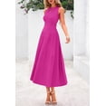 thumbnail image 4 of Vestido PRETTYGARDEN sin mangas línea A plisado midi rosa talla S, 4 of 8