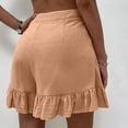 thumbnail image 5 of QLEICOM Womens Athletic Shorts, Plus Size Shorts, Fashion Solid Casual Wide Leg Ruffle Loose High Waist Shorts Pants Yoga Shorts, Running Shorts, Comfy Beach Shorts, Cycling Shorts Khaki Size 14, 5 of 7