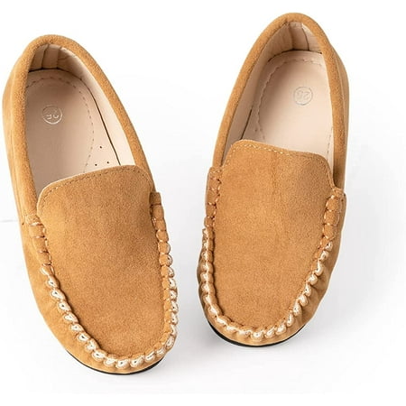 

QWZNDZGR Toddler Boys Girls Loafers Soft Slip On Little Kid Oxford Dress Flats Casual Boat Shoes School Uniform Moccasin Walking Shoes