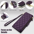 thumbnail image 5 of For Samsung Galaxy S26 Plus 5G RFID Blocking Wallet Case, Crossbody Purse Phone Case with 9 Card Slots, Zipper Pocket & Detachable Strap,Dark Purple,For Galaxy S26 Plus 5G, 5 of 9