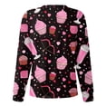 thumbnail image 3 of Dwralegc Nursing Jackets for Nurses Long Sleeve Cute Cartoon Print Scrub Top Button up Plus Size Nurses Working Uniforms Warm up Medical Lab Coat Pink L, 3 of 5