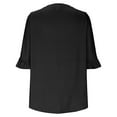 thumbnail image 6 of DDAPJ pyju Blouses for Women Dressy Casual 3/4 Length Bell Sleeve Tops Loose Fit V Neck Tunic Shirts Lightning Sales Today Black S, 6 of 8