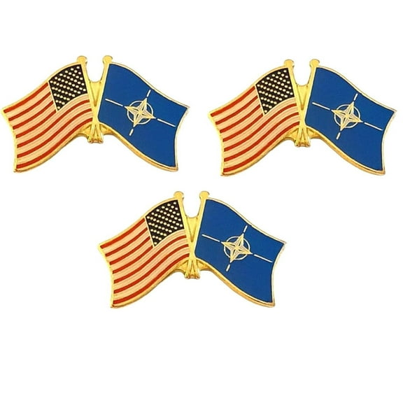 Nato & US Crossed Flag Lapel Pins, Pack of 3