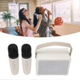 thumbnail image 4 of Mini Karaoke Machine HiFi Dynamic Light Portable Bluetooth Speaker with 2 Wireless Microphone for Kids Adults Beige, 4 of 5