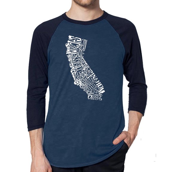 LA Pop Art Men's Raglan Word Art T-Shirt - California State