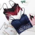 thumbnail image 2 of Women Lingerie Full Lace Cross Slim With Chest Pad Gathered Hollow Tube Top Ladies Bras Underwear, 2 of 10
