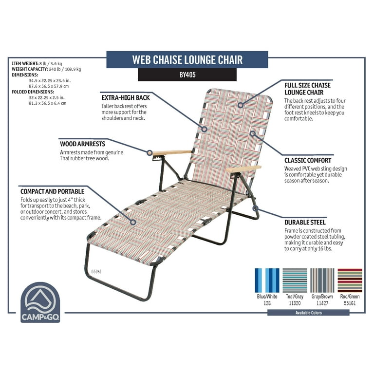Steel WEB CHAISE LOUNGE BLUE WHITE Walmart