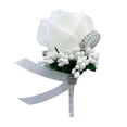 thumbnail image 2 of YOPTOP Boutonnière de Mariée en Soie avec Strass, Corsage à Fleurs Roses, Blanc, 1pcscorsage, 2 of 10