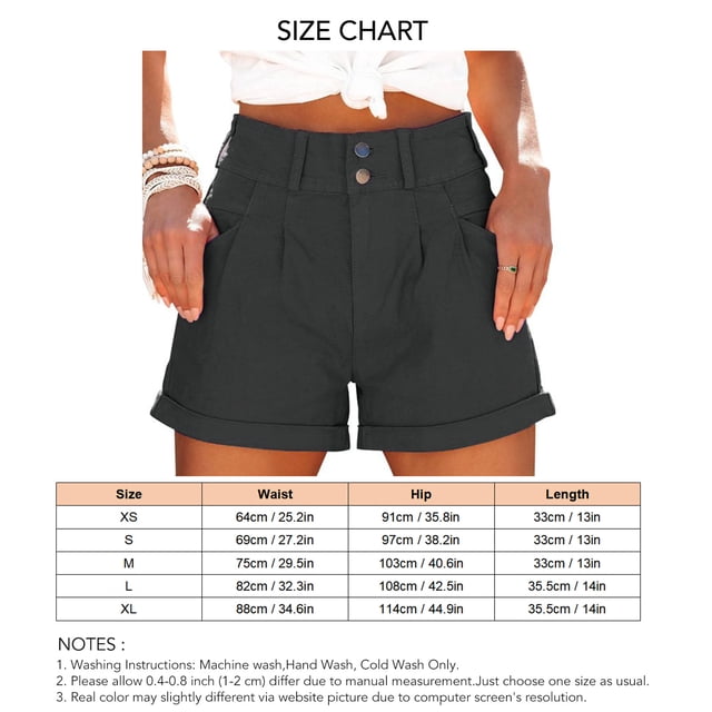 Pantalones cortos casuales con bolsillos para mujer, pantalones cortos de verano para mujer, pantalones cortos con bolsillos de cintura alta, pantalones cortos casuales de verano para mujer, rendimiento de gama alta