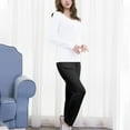 thumbnail image 3 of 2 Piece Womens Built in Bra Pajamas Sets Soft Modal Long Sleeve V Neck Nightshirts with Pants Sleepwear Loungewear (X-Large, Black 02), 3 of 5