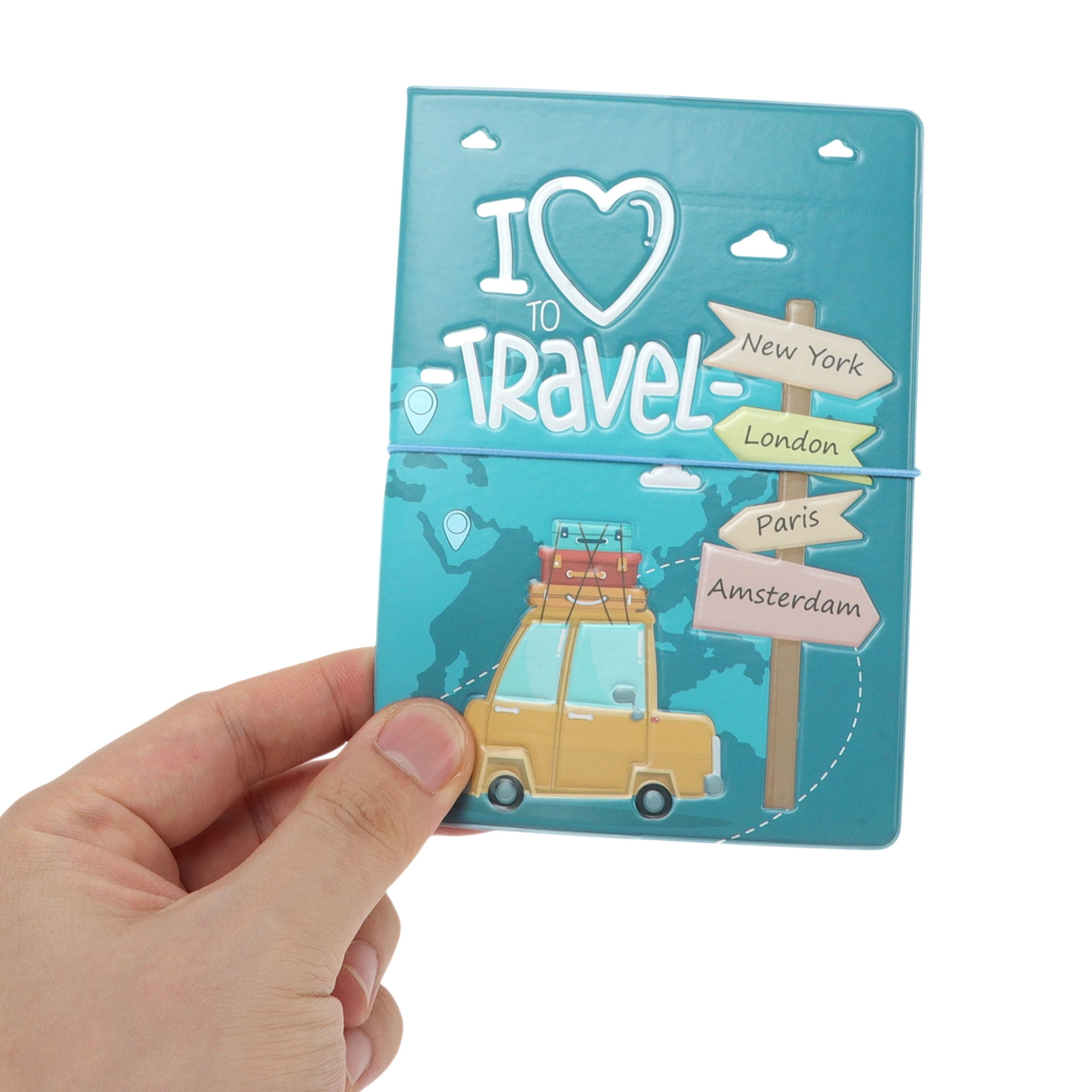 Unique Bargains Creative Cartoon Heart Passport Holder 1 Pc Blue