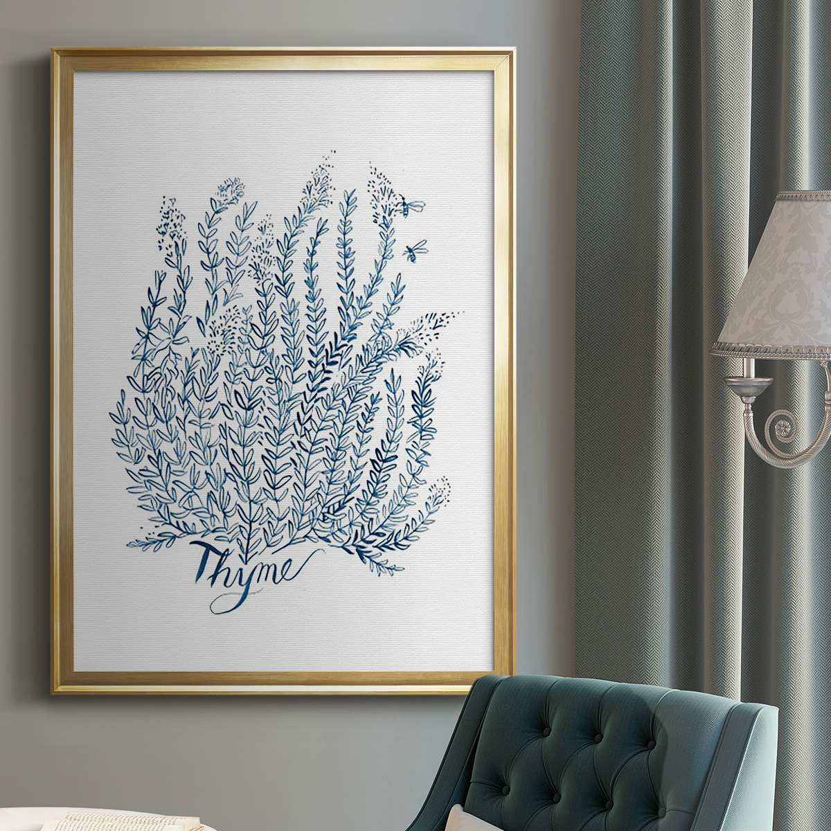 Summer Herb Garden Sketches IV Premium Framed Print - Ready to Hang