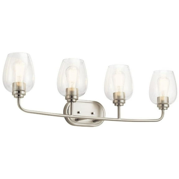 4 Light Vanity Light 10.25 inches Tall By 33.5 inches Wide-Brushed Nickel Finish-Clear Seeded Glass Color Bailey Street Home 147-Bel-4402476