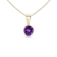 thumbnail image 1 of Angara Collier en Améthyste Naturelle - Pendentif Solitaire Rond en Améthyste avec Broches en Or Jaune 14K pour Femmes, 1 of 9