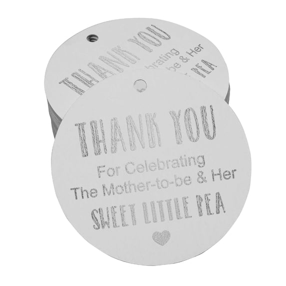 Inkdotpot Pack Of 100 Real Silver Foil Paper Tags Thank You For Celebrating The Mother To Be Baby Shower Favor Hang Tags