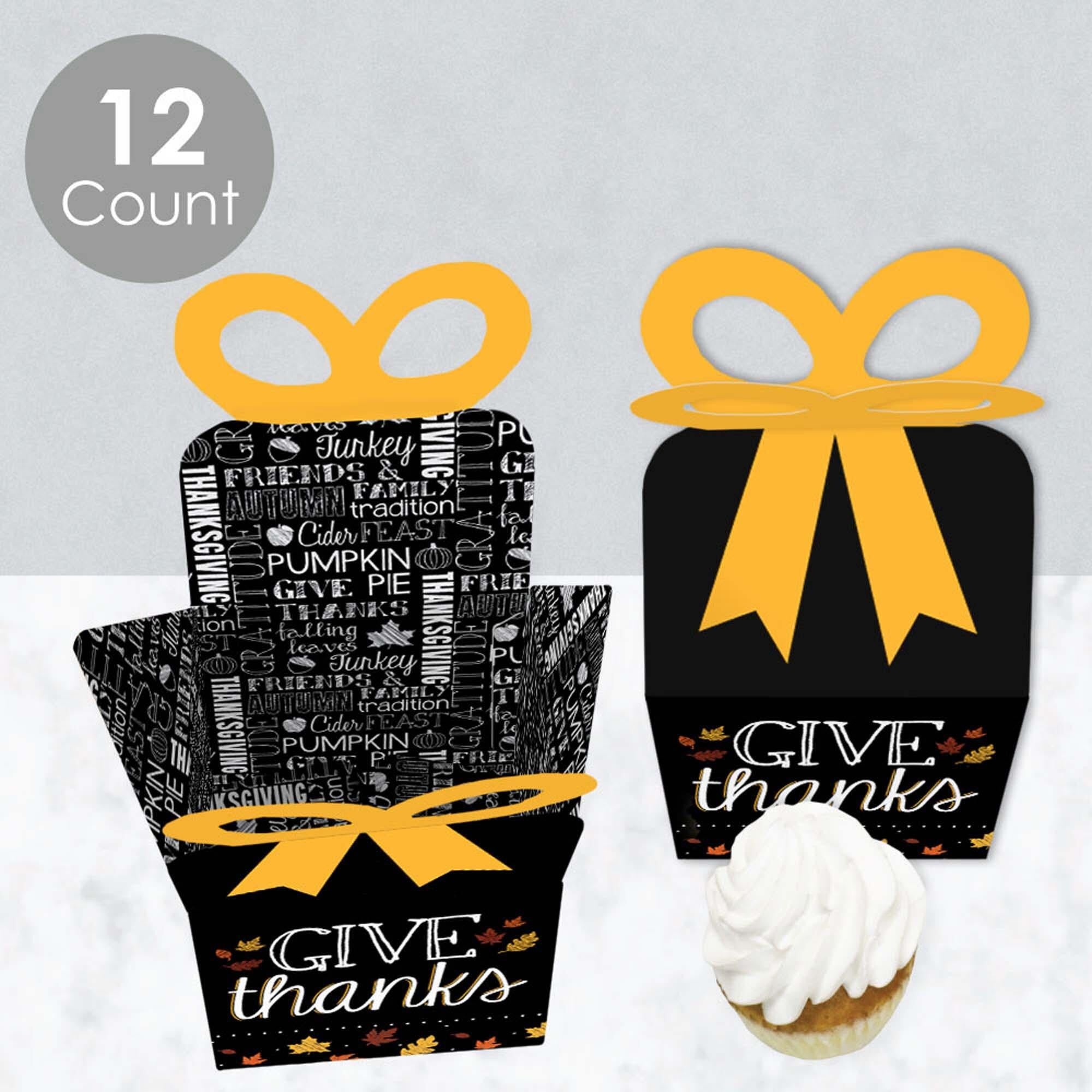 Big Dot Of Happiness – 12 Quadratische Geschenkboxen Mit 3D-Schleife Für Friendsgiving & Dankesfeiern