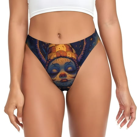 Adobk Dreamy Jester Under Stars Print Seamless Women Underwear Thongs No Show Ladies Thong No Line Breathable Comfortable Panties Undies for Women-Large