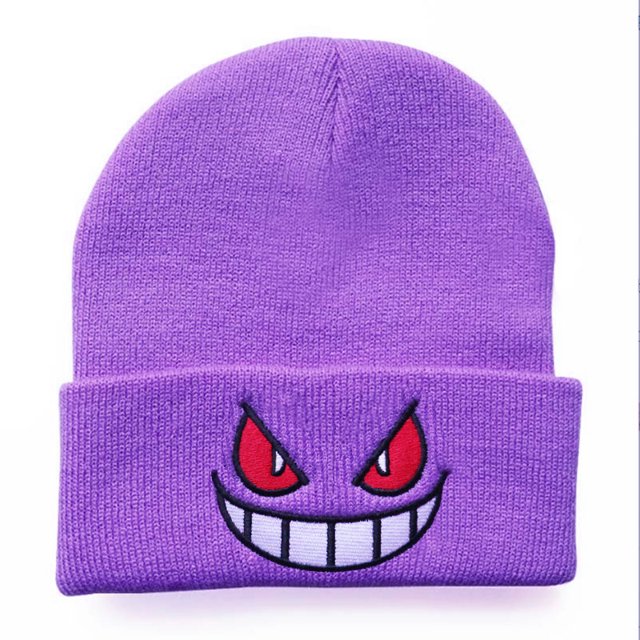 Gorro de punto caliente Gengar bordado sombrero de lana hombres mujeres invierno cálido sombrero decoración moda interior exterior Casual encantador sombrero para pareja