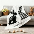thumbnail image 6 of Hometravel Easter Holiday Black White Print Blanket 100x130cm, Bunny and Egg Design for Sofa Bed, Spring Themed Decorative Throw for Home, Cozy Blanket for Seasonal Use, 6 of 6