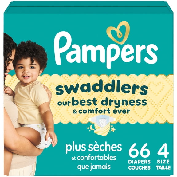 Pampers Swaddlers Diapers, Size S4 (15-34 lbs), Absorbent, Keeps Baby Dry and Comfortable, Skin Safe Disposable Baby Diaper