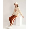thumbnail image 3 of Kucznuki 7 Years Big Girls Winter Clothes 8 Years Kid Child Outfits Long Sleeves Letter Print Pullover Hoodie Sweatshirt Top Color Block Pants Set 2pcs Warm Clothing Apricot, 3 of 10