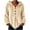 Beige, variant on cocolona Plus Size Velvet Hooded Sweatshirts for Women Button Down V Neck Long Sleeve Hoodies Ruffle Cuff Pleated Fall Winter Tops