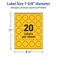 thumbnail image 6 of Avery Printable Round Labels, Bright Yellow, 1-5/8" Diameter, 400ct, 6 of 11