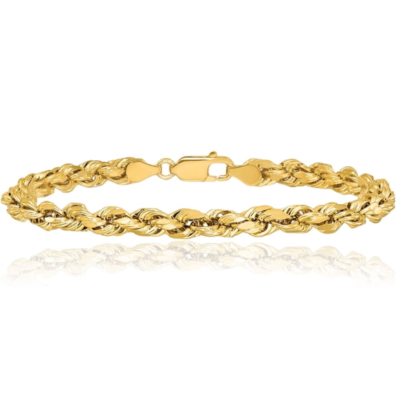 10K Solid Yellow Gold 4.9mm Rope Chain Anklet Summer Beach Foot Ankle Bracelet