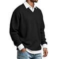 thumbnail image 4 of Sweatshirts For Men Long Sleeve Waffle Polo Shirts Loose Pullover Tops Lightweight Trendy Sweatshirts, 4 of 8