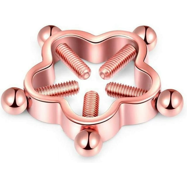 ZOUSSIQI Anneaux de Perçage en Acier Inoxydable Réglables pour Tétons Non Percés (Fleur de Prunier, Or Rose) CA919-92253