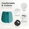 thumbnail image 4 of Gukieu Teal Color Print Women's Sports Shorts with Drawstring Elastic Waistband for Running, Yoga, Fitness-XX-Large, 4 of 7