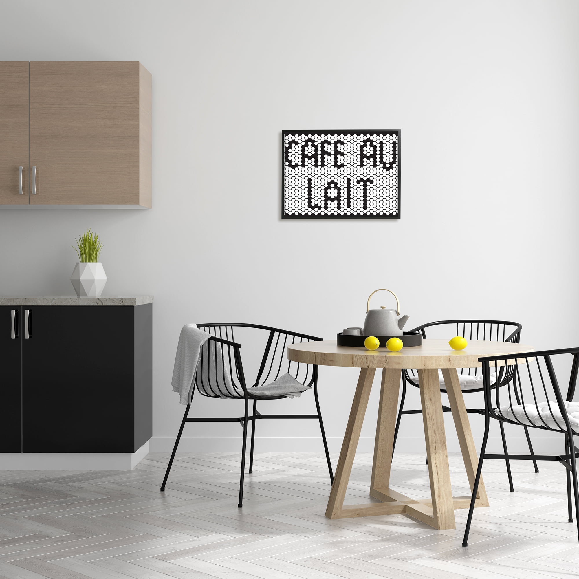 Stupell Home Décor Industries Café Au Lait Sign Geometric Hexagon Pattern 16 x 20 Designed by Elizabeth Medley