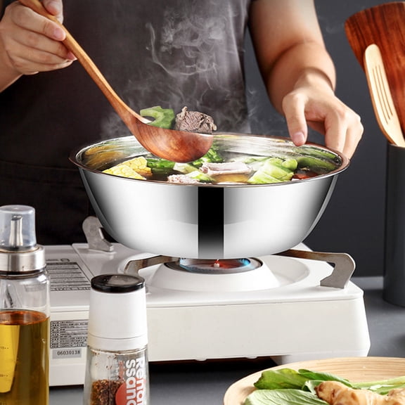 HAMPPLIES Set of 2 Stainless Steel Kitchen Basins for Cooking, Washing, and Household Storage Bowls