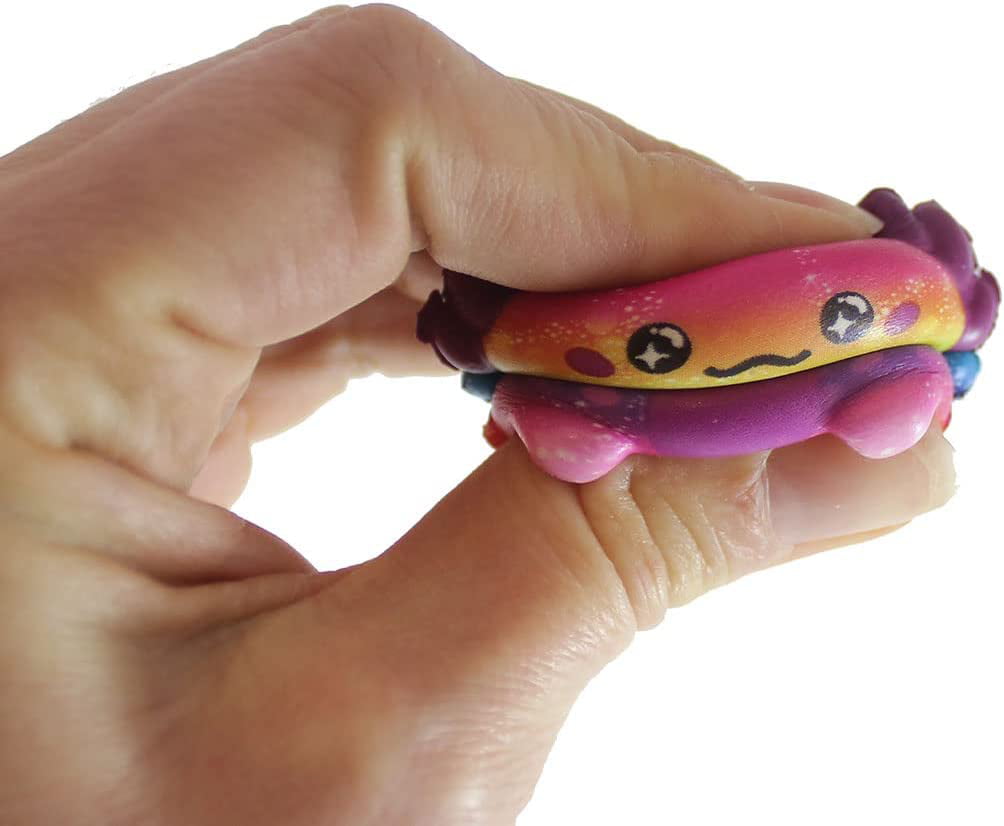 24 Mini 2 inch Axolotl Slow Rise Squishy Toys - Memory Foam Party Favors, Fidgets, Prizes, OT (Random Colors)