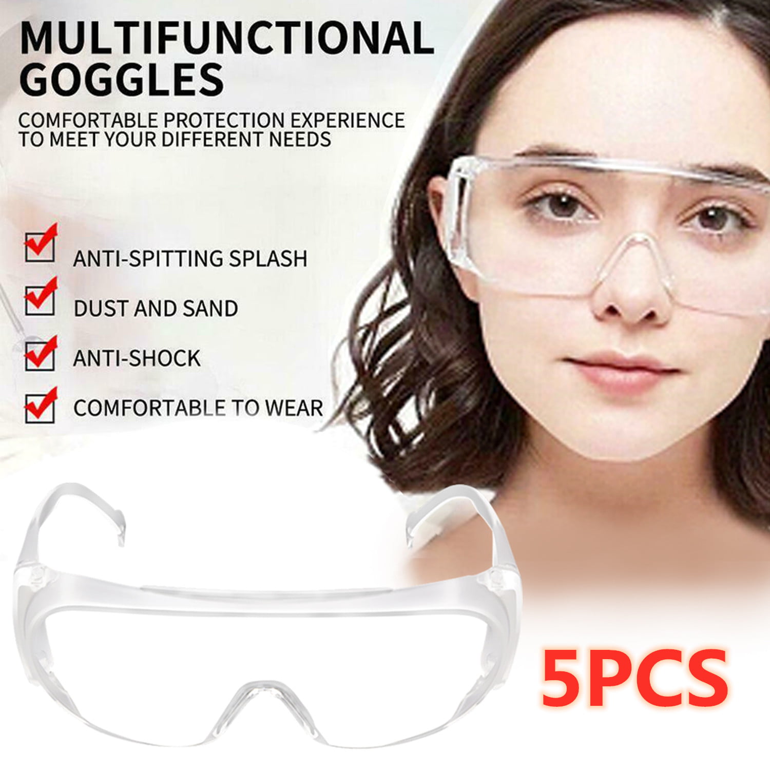 5pcs Protective Glasses Medical Safety Goggles Eye Shield Anti Flu Dust Splash Proof Anti